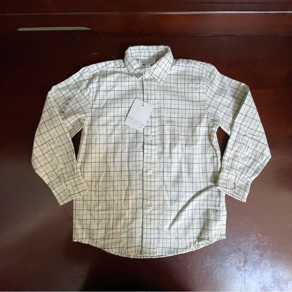 NWT Baby Cz Boys 4T Plaid Button-Down Shirt Long Sleeve Classic Dress Top